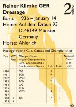 1995 Collect-A-Card Equestrian #65 Reiner Klimke / Ahlerich Back